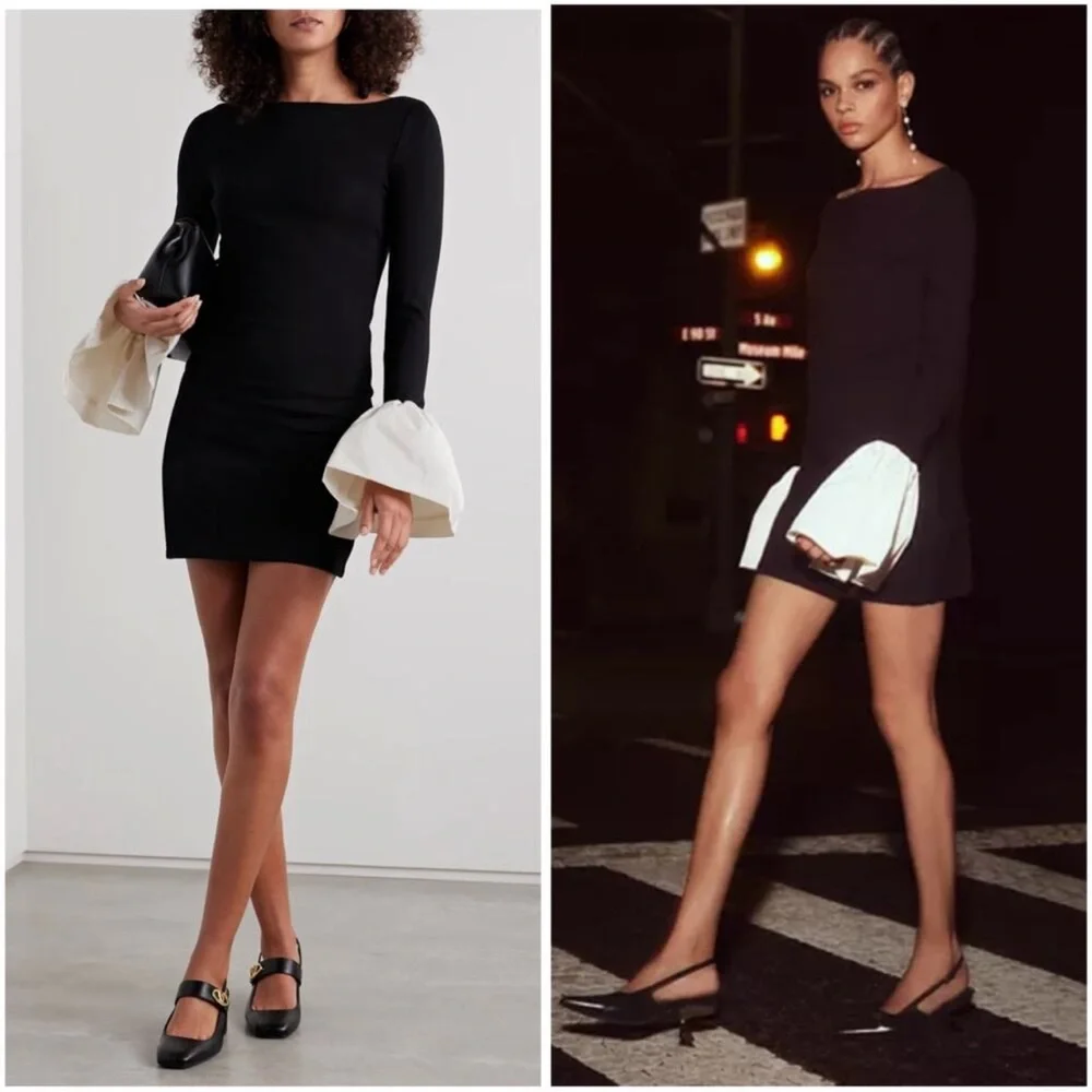 ⭐️STAUD Black Dress with White Sleeve large⭐️ - Picture 5 of 8